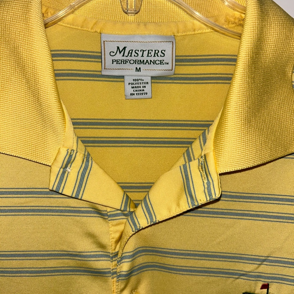 Masters Performance men’s yellow blue stripe short sleeve polo size Medium - Picture 2 of 11